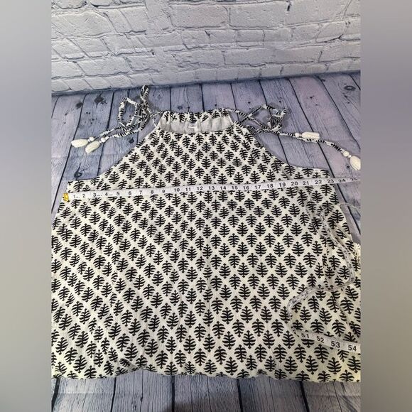 Old Navy Black Cream Embroidered Trim Tassel Tie Cotton Cowgirl Sun Dress XL - Picture 9 of 10